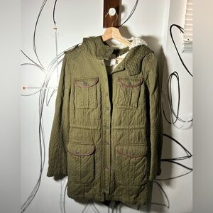 Hei Hei Olive Army Green Sherpa Lined Women’s Coat w/Pockets, Hood, Pockets, Med